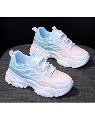 Mixed Colors Breathable Platform Sneakers 2023 New Casual Allmatch Mesh Lightweight Sprots Running Shoes Fashion Spring Autumn